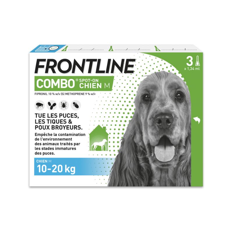 Frontline Combo M 6 pipettes antiparasitaires pour chiens de 10 à 20 kg - Univers Véto