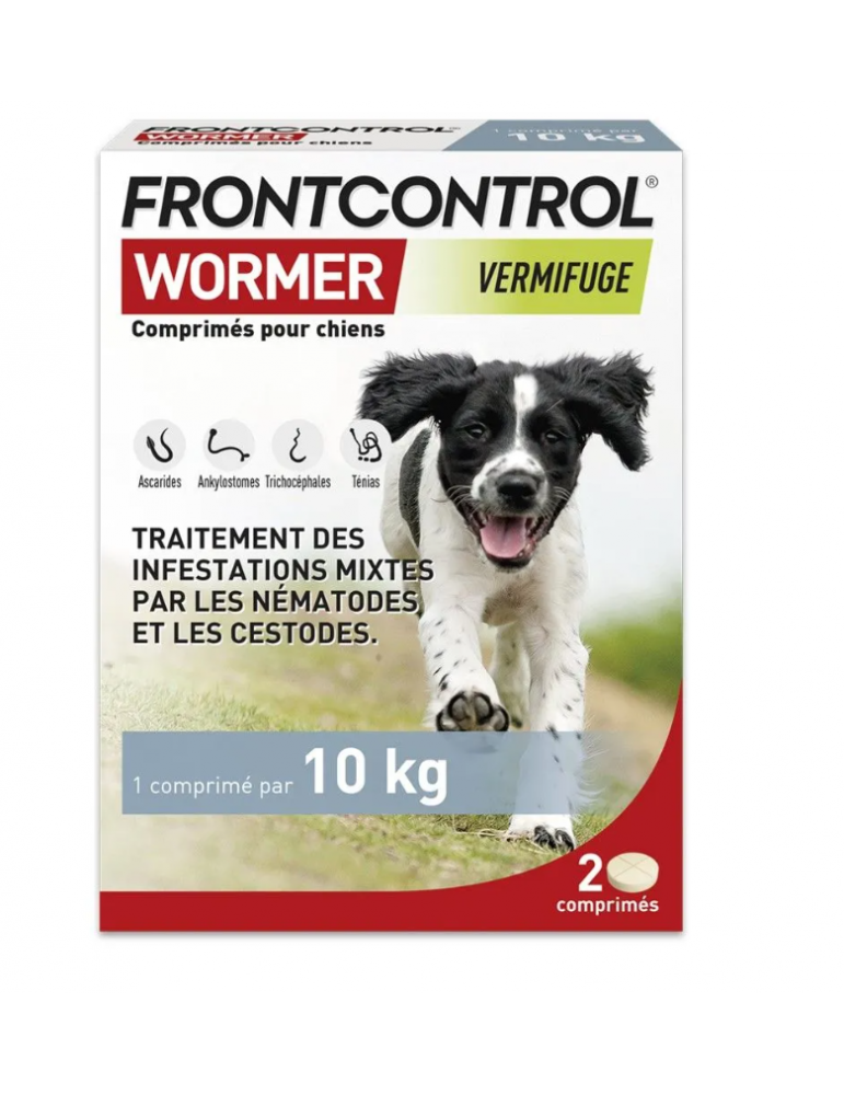 Frontcontrol wormer vermifuge pour chiens - 2 comprimés à croquer