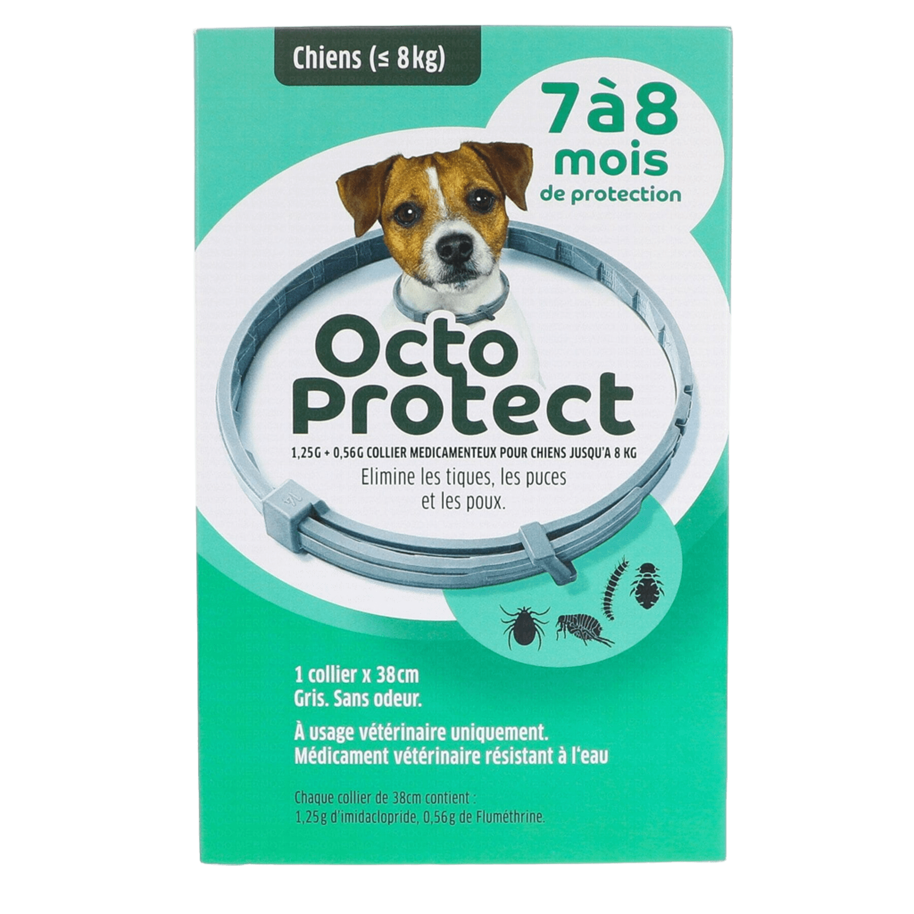 Collier antiparasitaire pour chiens de moins de 8 kg OctoProtect - Univers Veto