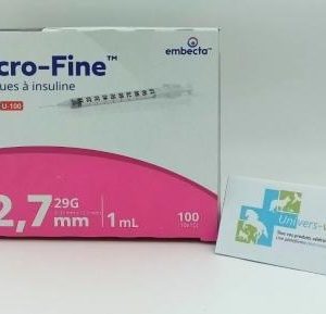 Seringues à insuline Micro-Fine 29G (0.3mm X 12.7mm) - 100 seringues